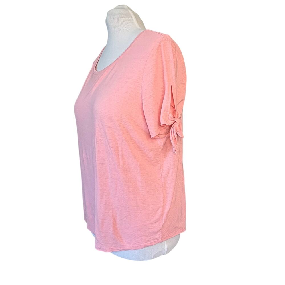 Talbots Plus Size Pink Tie Sleeve Linen‎ Top T-shirt 2X Soft Girl Pastel